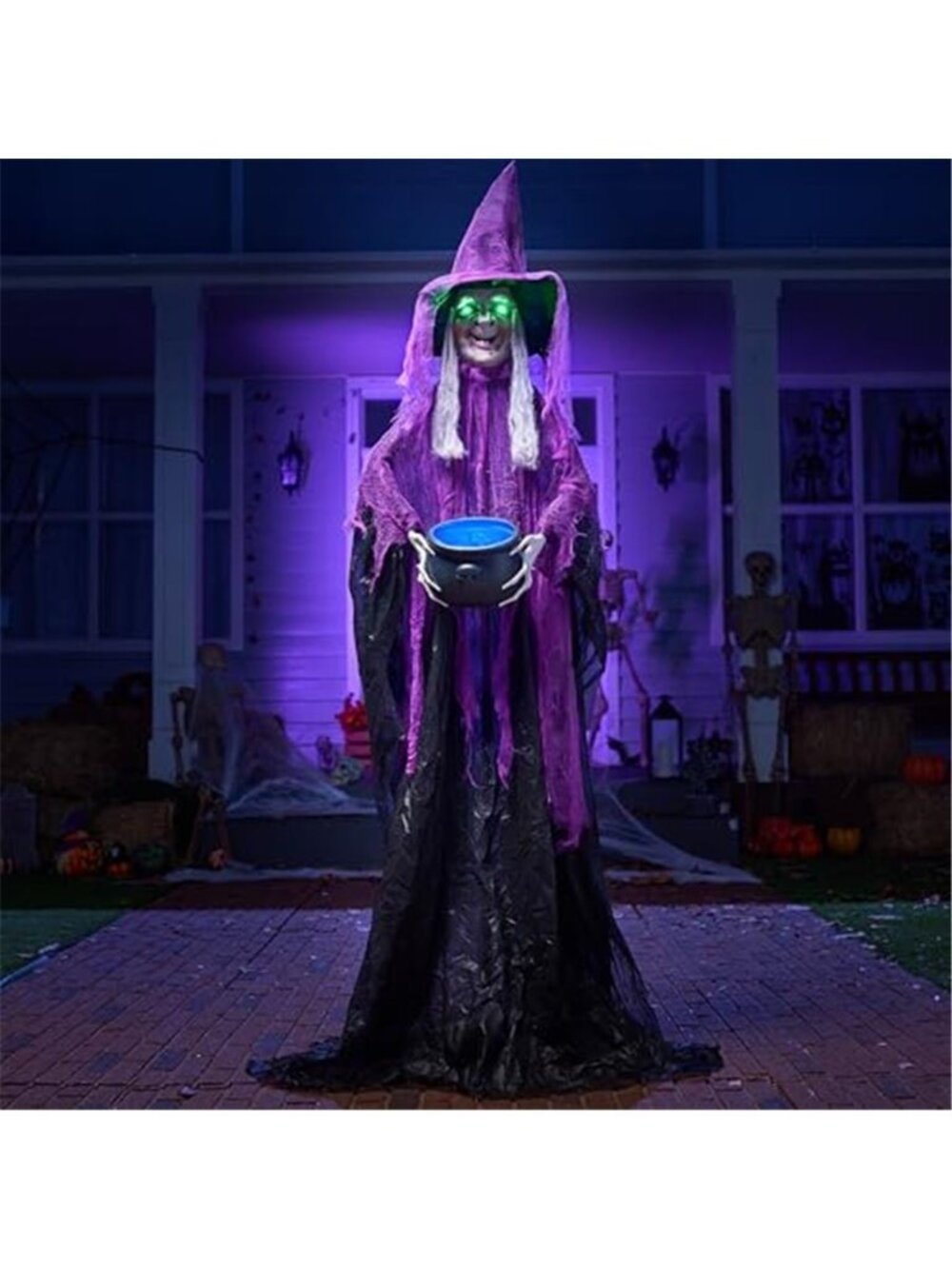 72” Halloween Decorations Standing Witch with Cauldron Scary Ghost